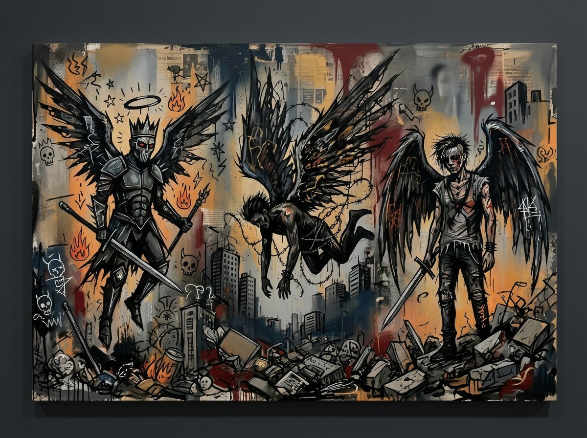 Fallens — tableau mixed media 60 x 40 pouces de KingGeneva